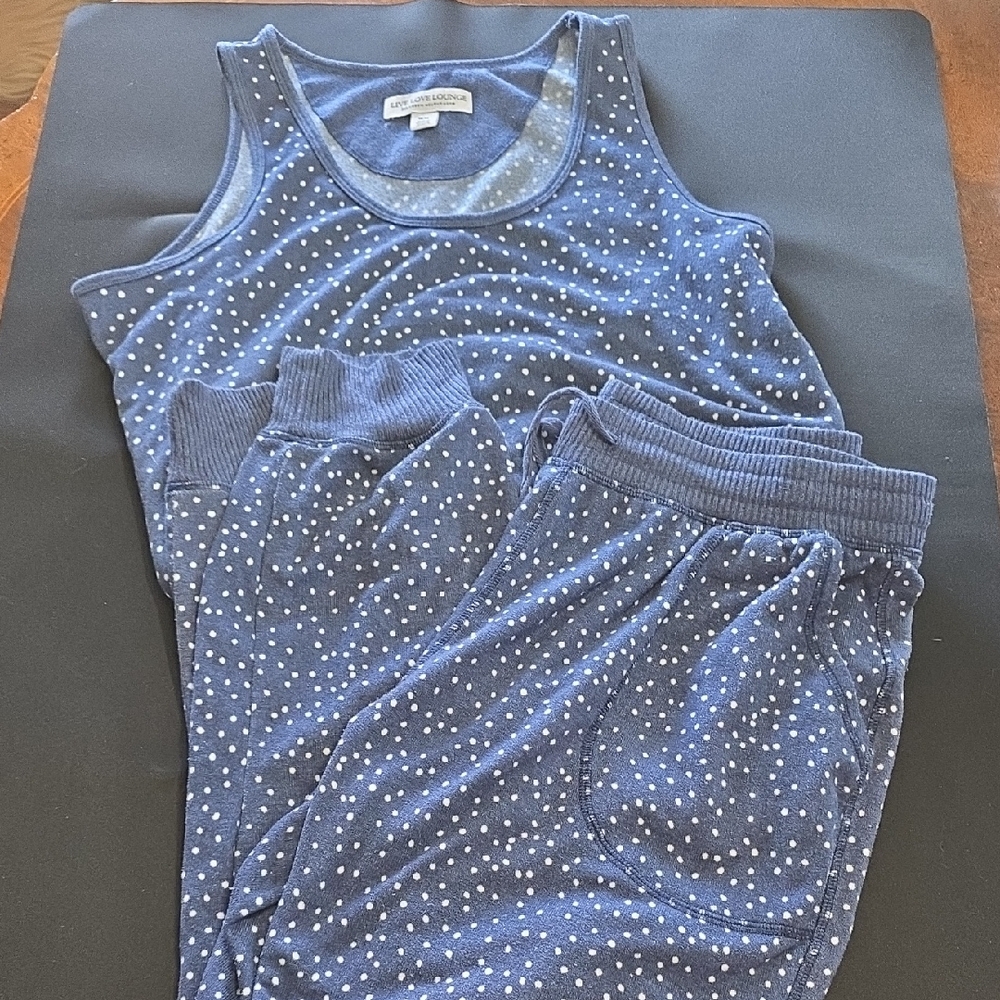 Karen Neuburger Navy Polka Dot‎ Lounge Set